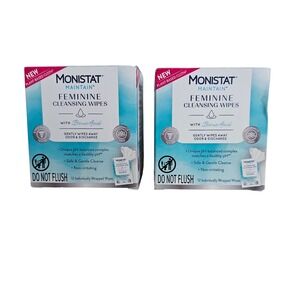 Monistat Maintain Feminine Cleansing Wipes Lot of 2 Boric Acid 12 Count x 2